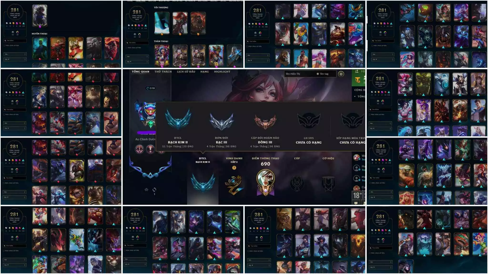 281 SKIN LOL NHIỀU TP ĐẸP FULL CHAMP